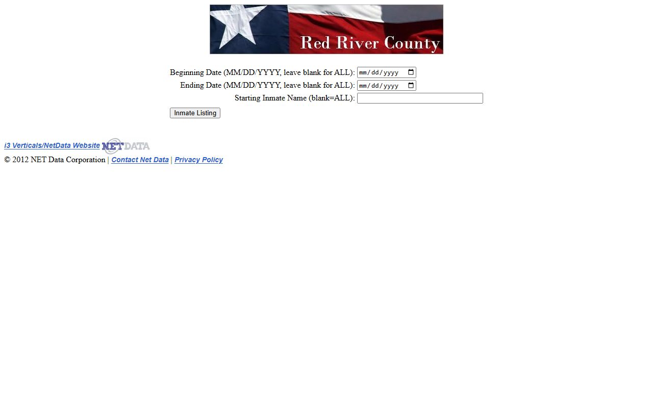 Red River County inmate records roster search form